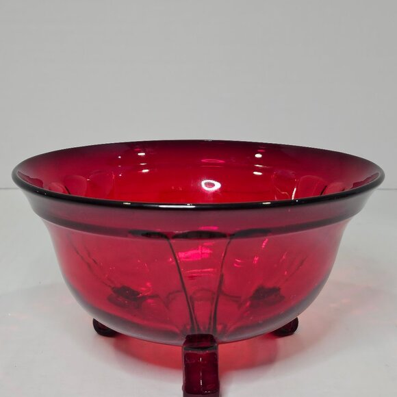 Rare Royal Ruby Red Tri-Footed Open Bowl/Dish/Candy Bowl  6" - Picture 3 of 11